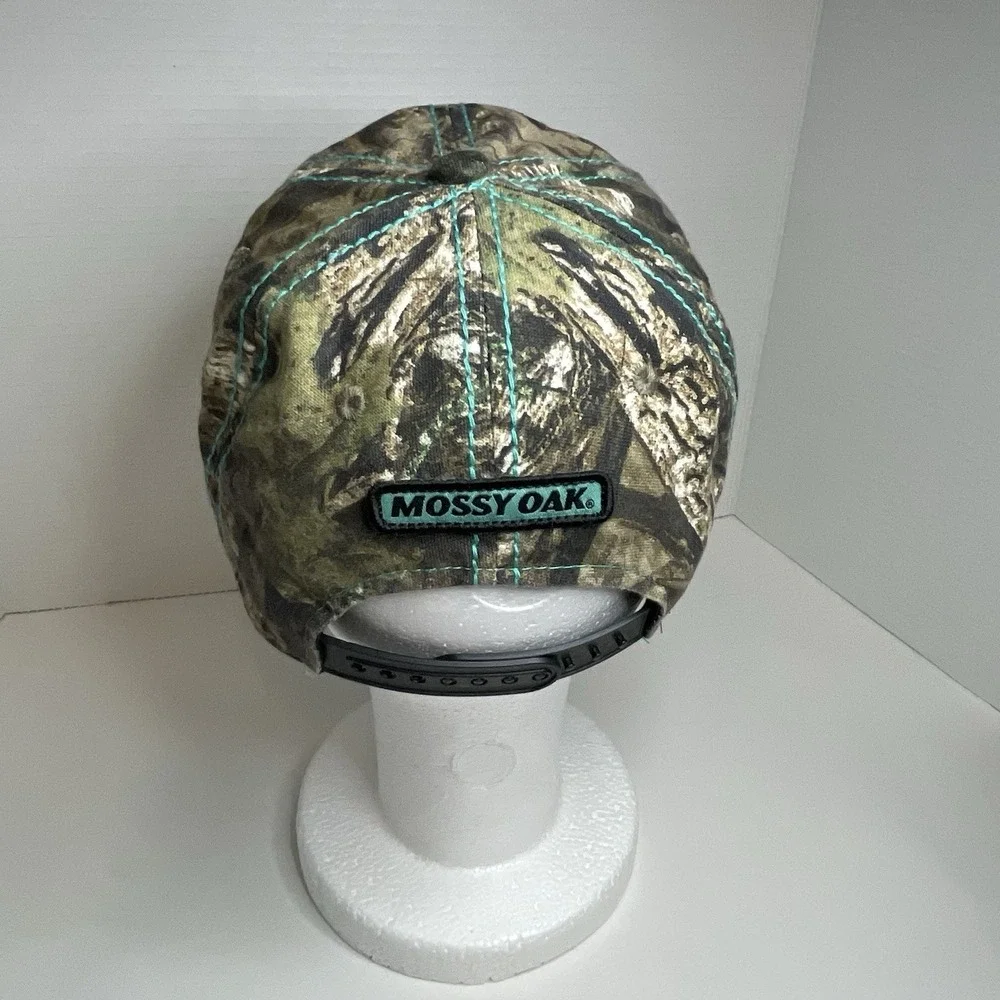 Mossy Oak Camo Hunting Ladies Teal Adjustable Hat - Baseball Cap Mesh Back NEW